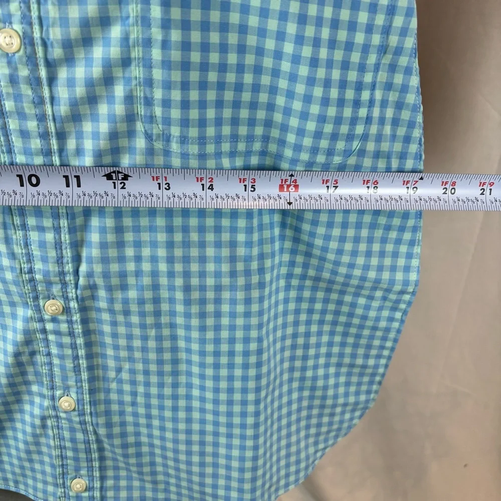 Bib For Adult | Handcrafted Dignity Cover | Aqua Plaid Button-Up ‎ | 19